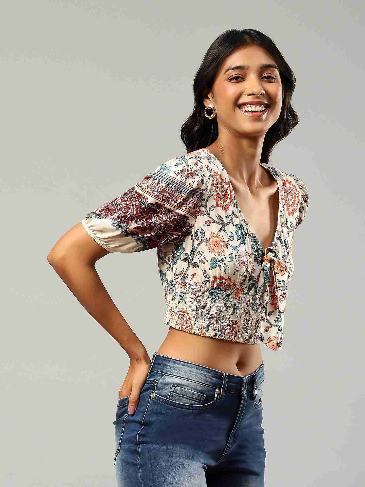 White Gautier Floral Top
