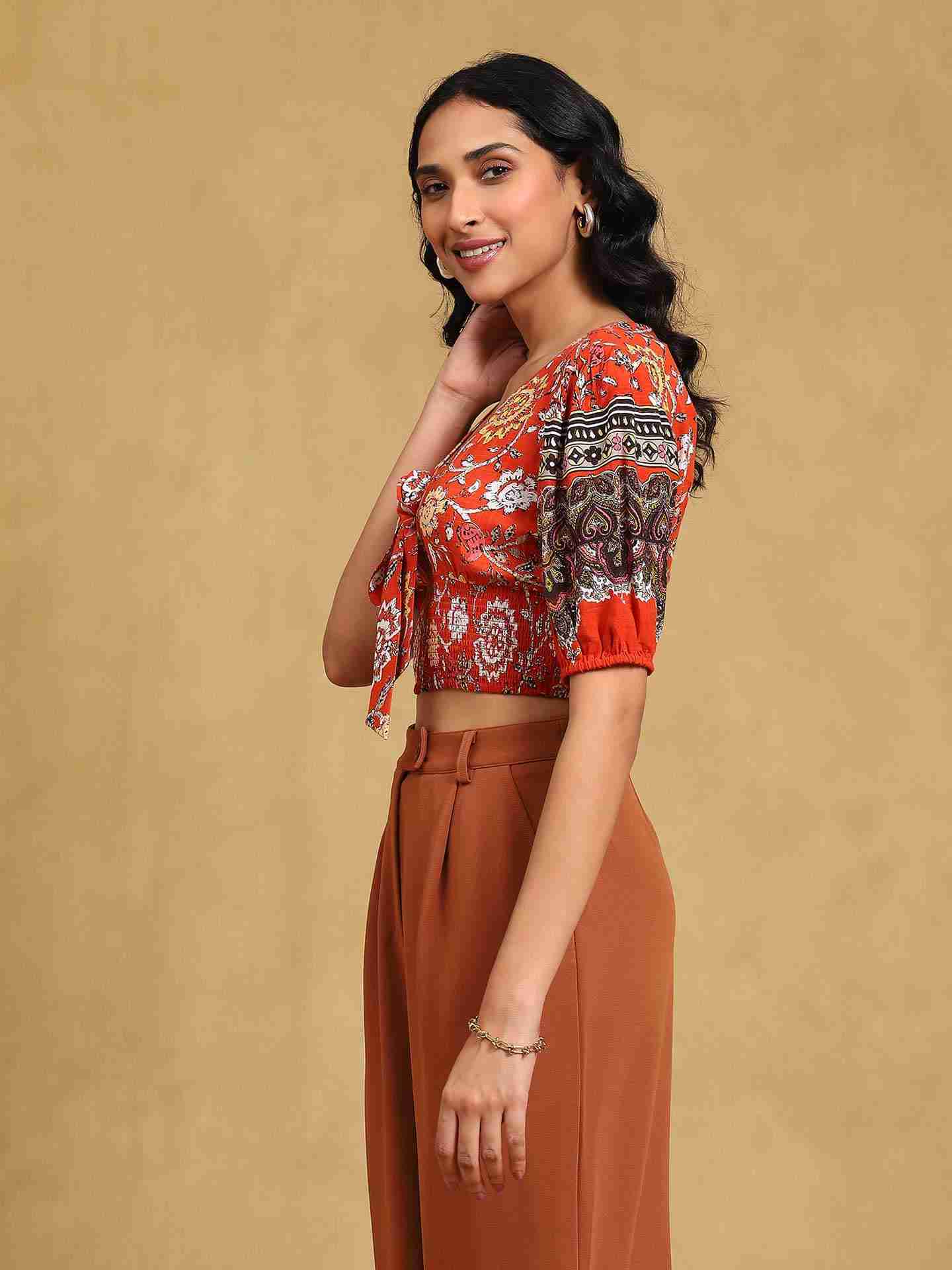 Red Gautier Floral Top