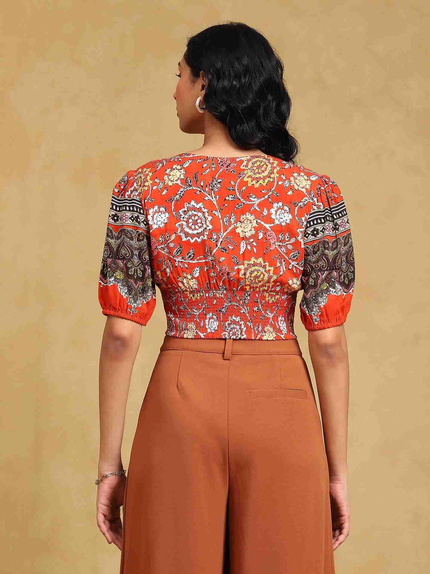 Red Gautier Floral Top