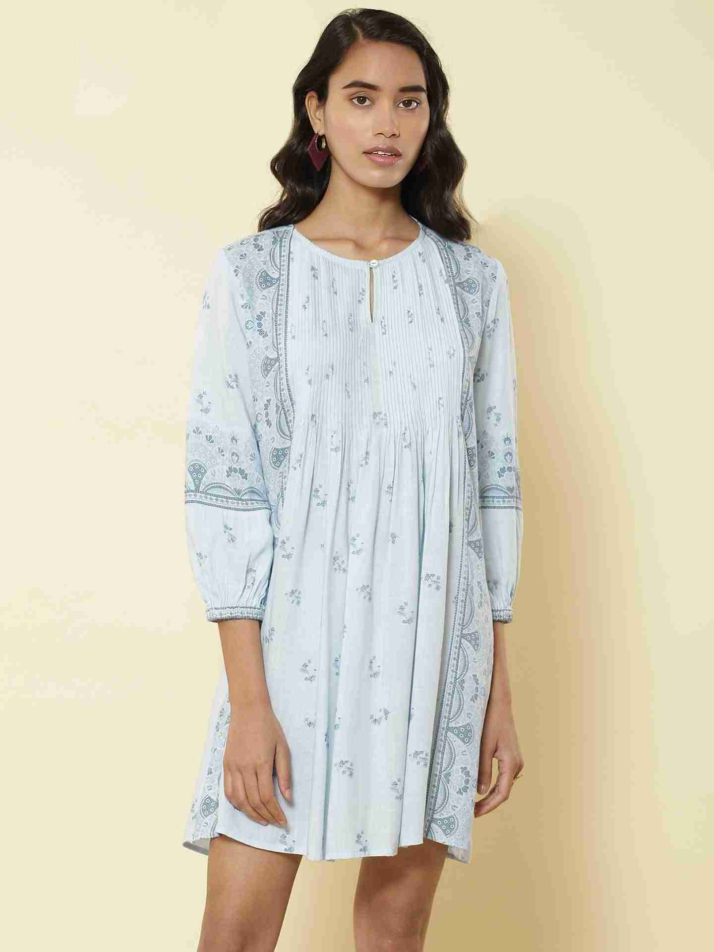 Powder Blue Florero Shift Dress