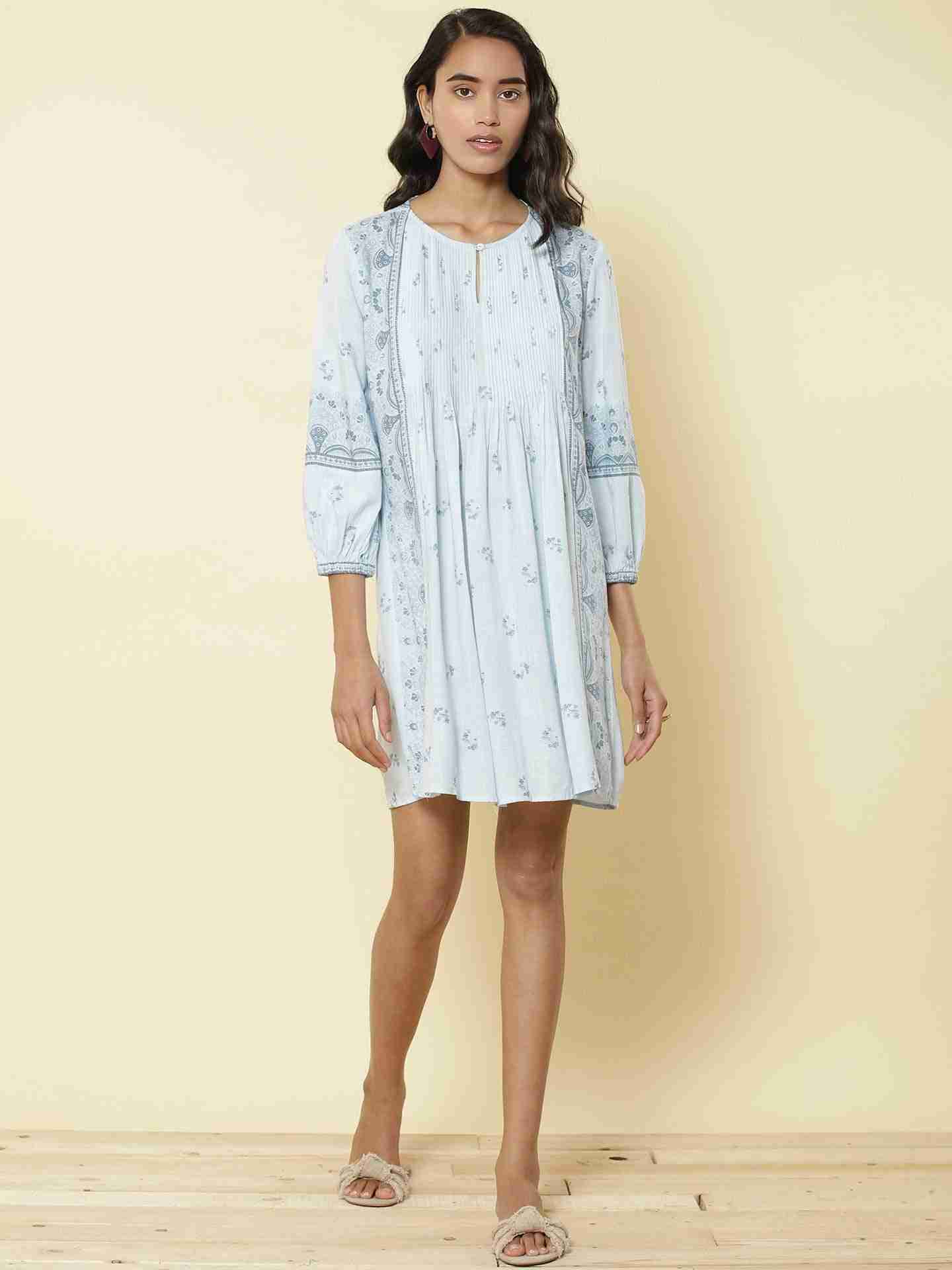Powder Blue Florero Shift Dress