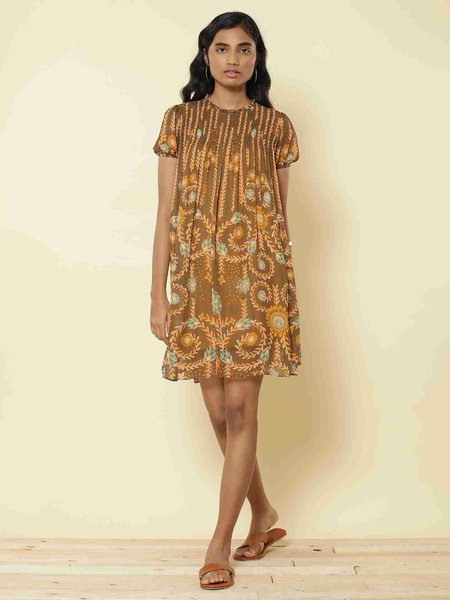 Brown Carnival Shift Dress