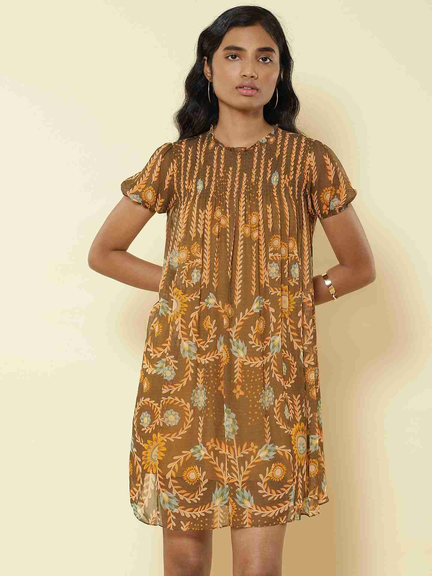 Brown Carnival Shift Dress