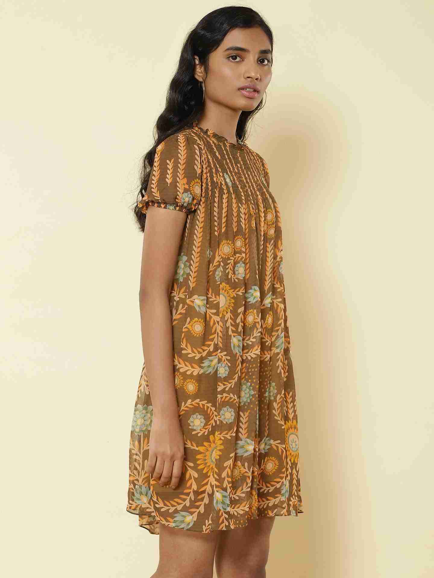 Brown Carnival Shift Dress