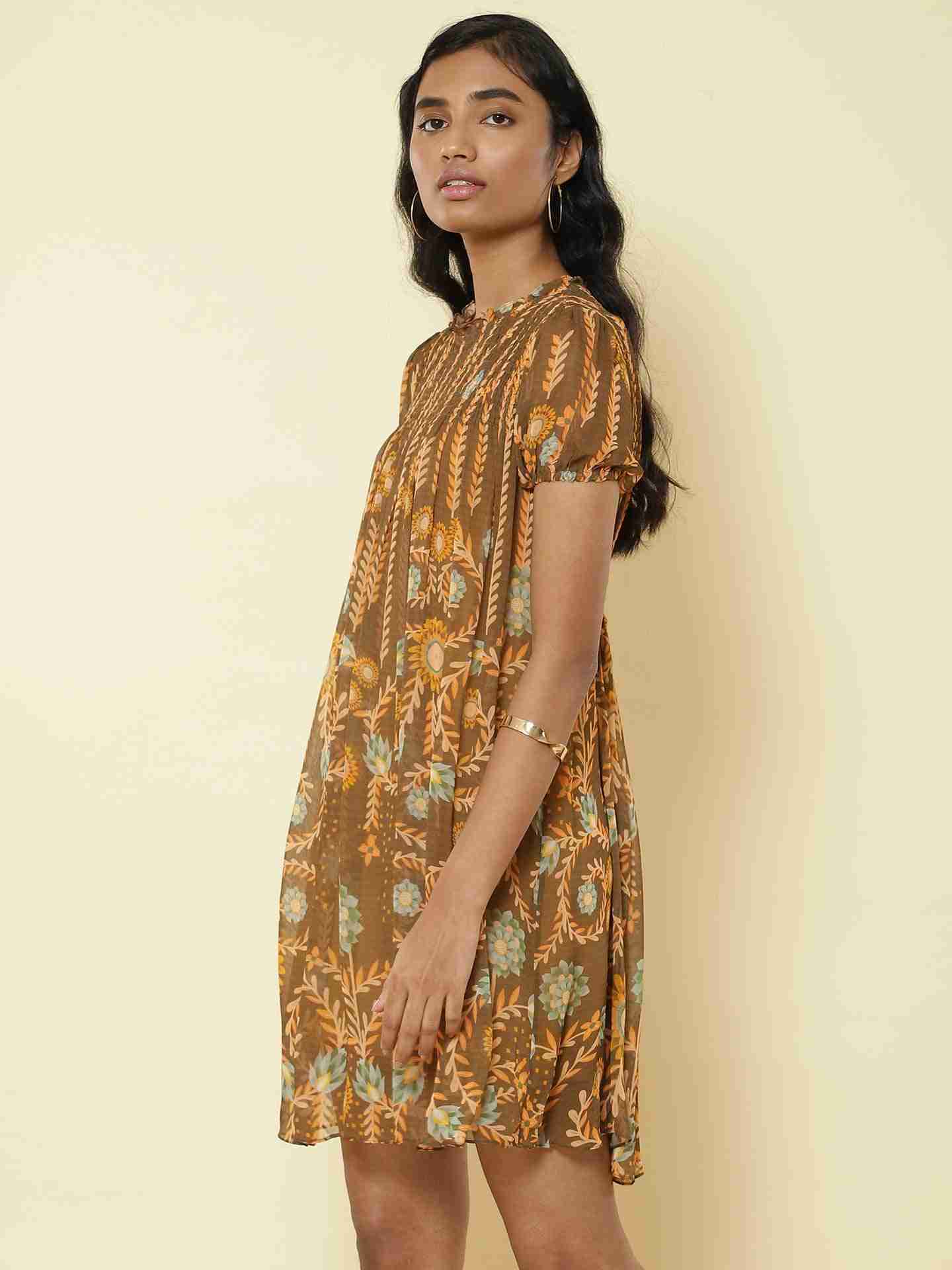 Brown Carnival Shift Dress