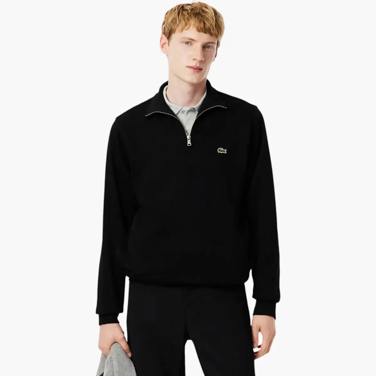 Zip-Up High Neck Interlock Sweatshirt