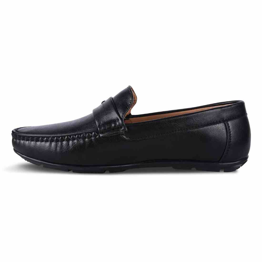 Lakhani Vardaan Men s Comfortable Lightweight Artificial Leather Slip On Loafer Shoes Black
