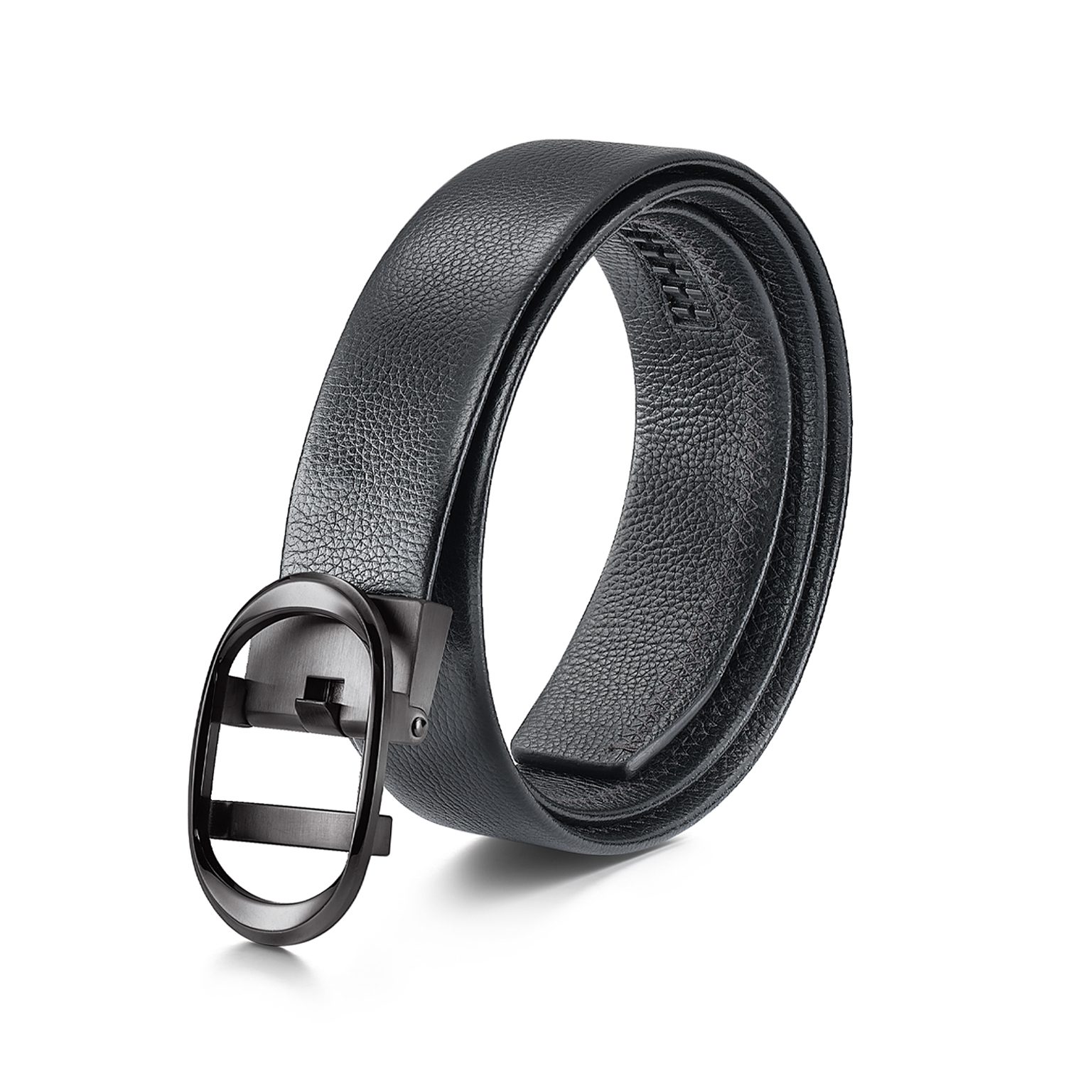 Lapis Bard Nova Belt Gunmetal 35 MM Buckle Pebbled Leather - Black