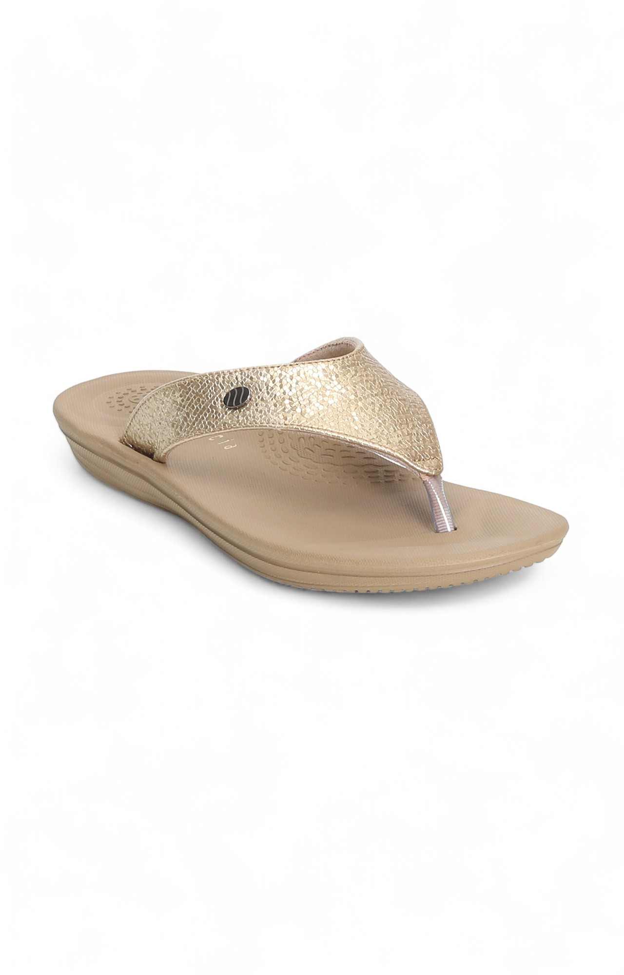 Women Gold Thong Flat Chappal