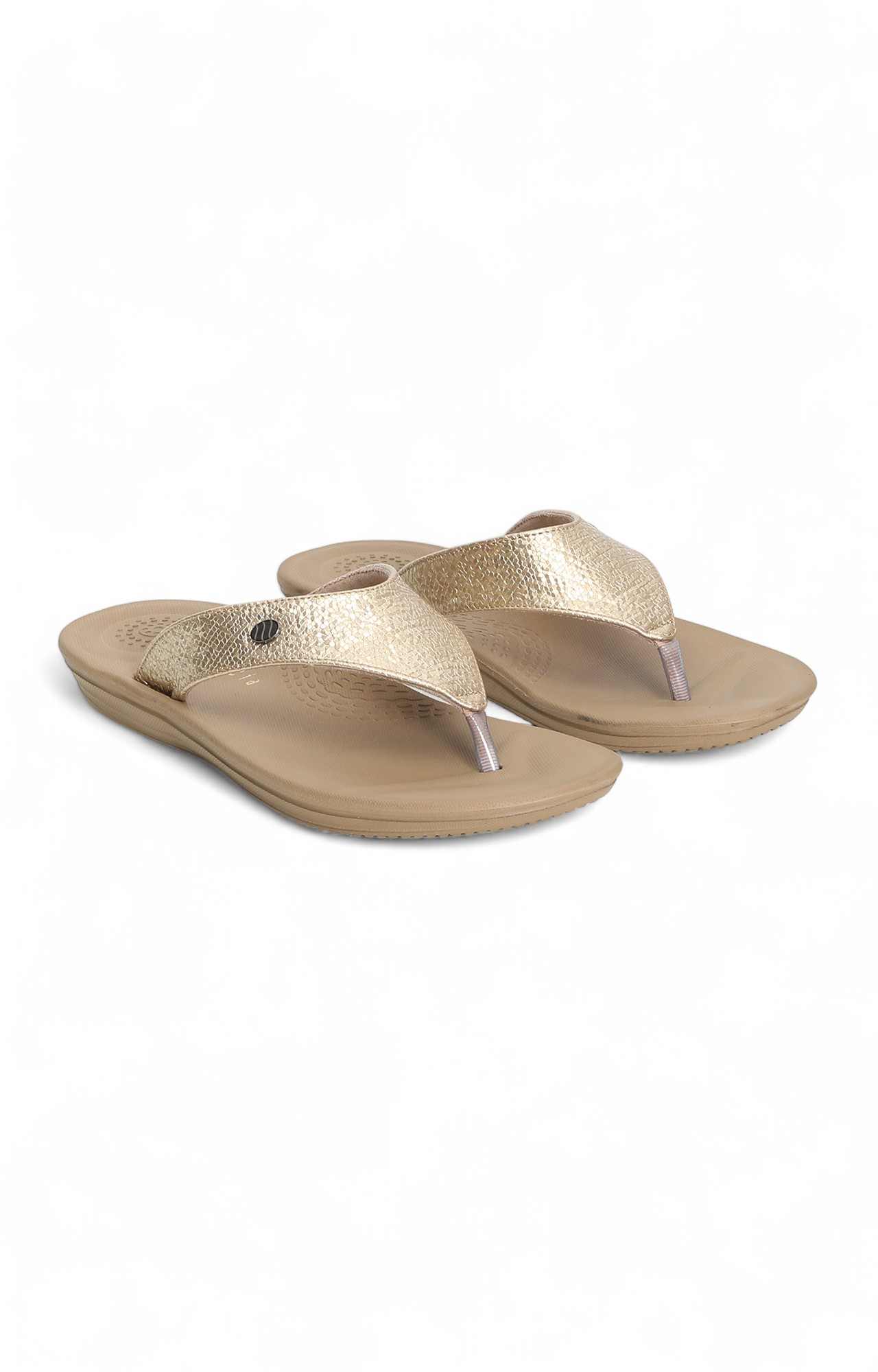 Women Gold Thong Flat Chappal