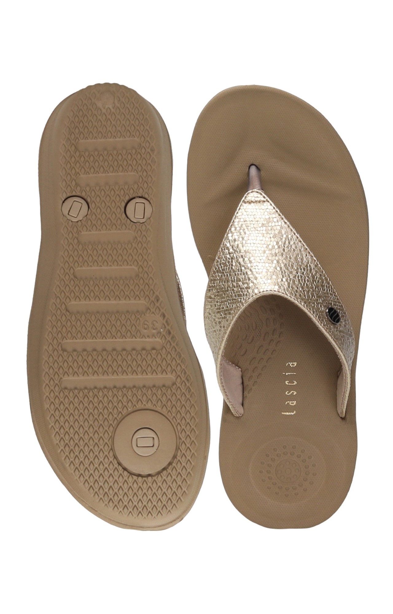 Women Gold Thong Flat Chappal
