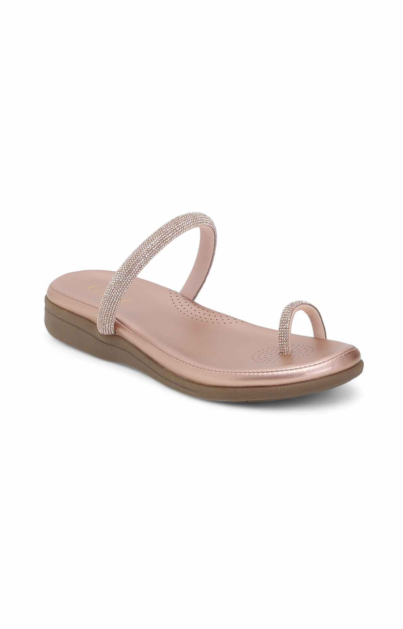 Women Rose Gold Toe-Ring Sandal