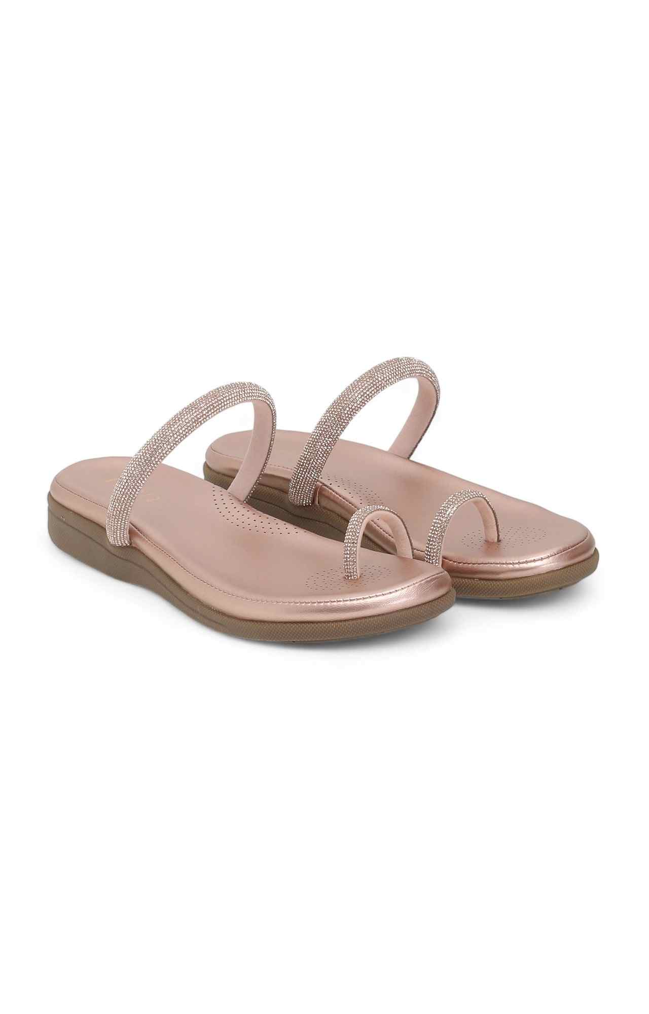 Women Rose Gold Toe-Ring Sandal