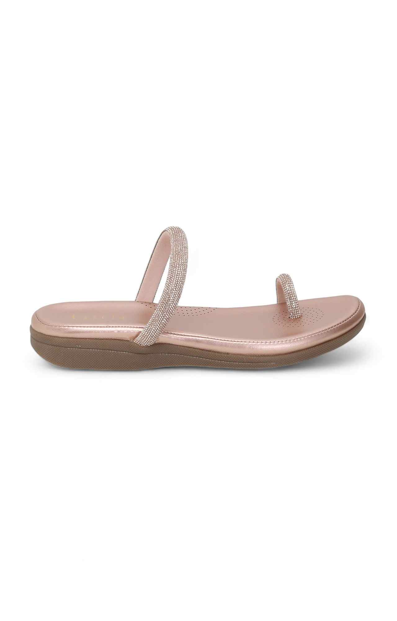 Women Rose Gold Toe-Ring Sandal