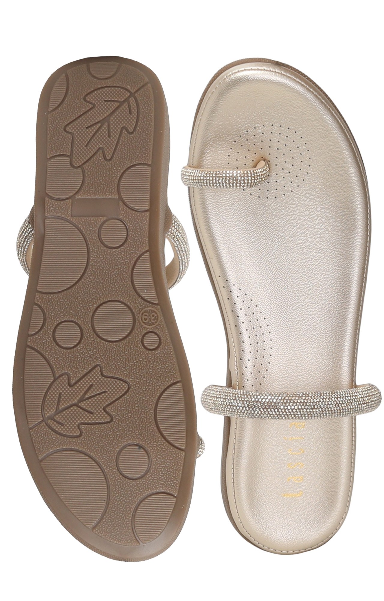 Women Gold Embellished Toe-Ring Sandal