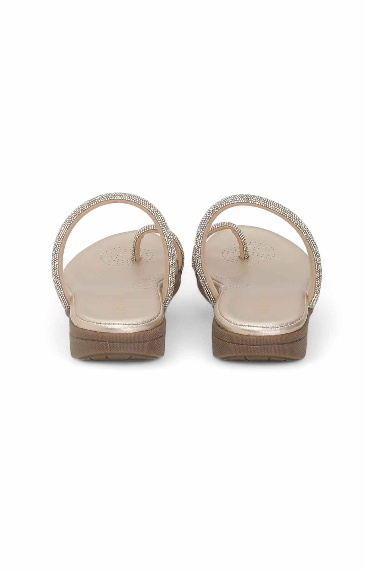 Women Gold Embellished Toe-Ring Sandal