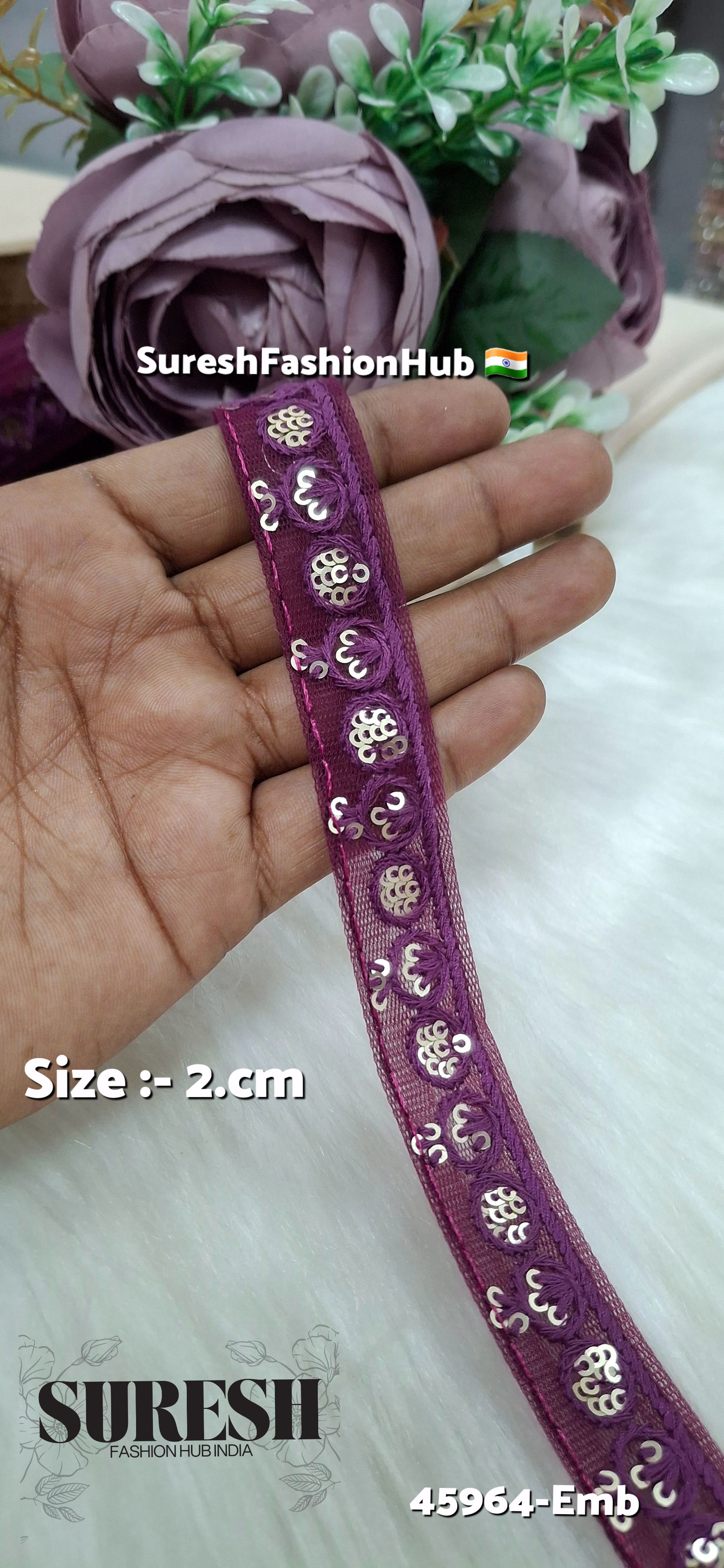 Magenta Tone-on-Tone Net Embroidery Lace