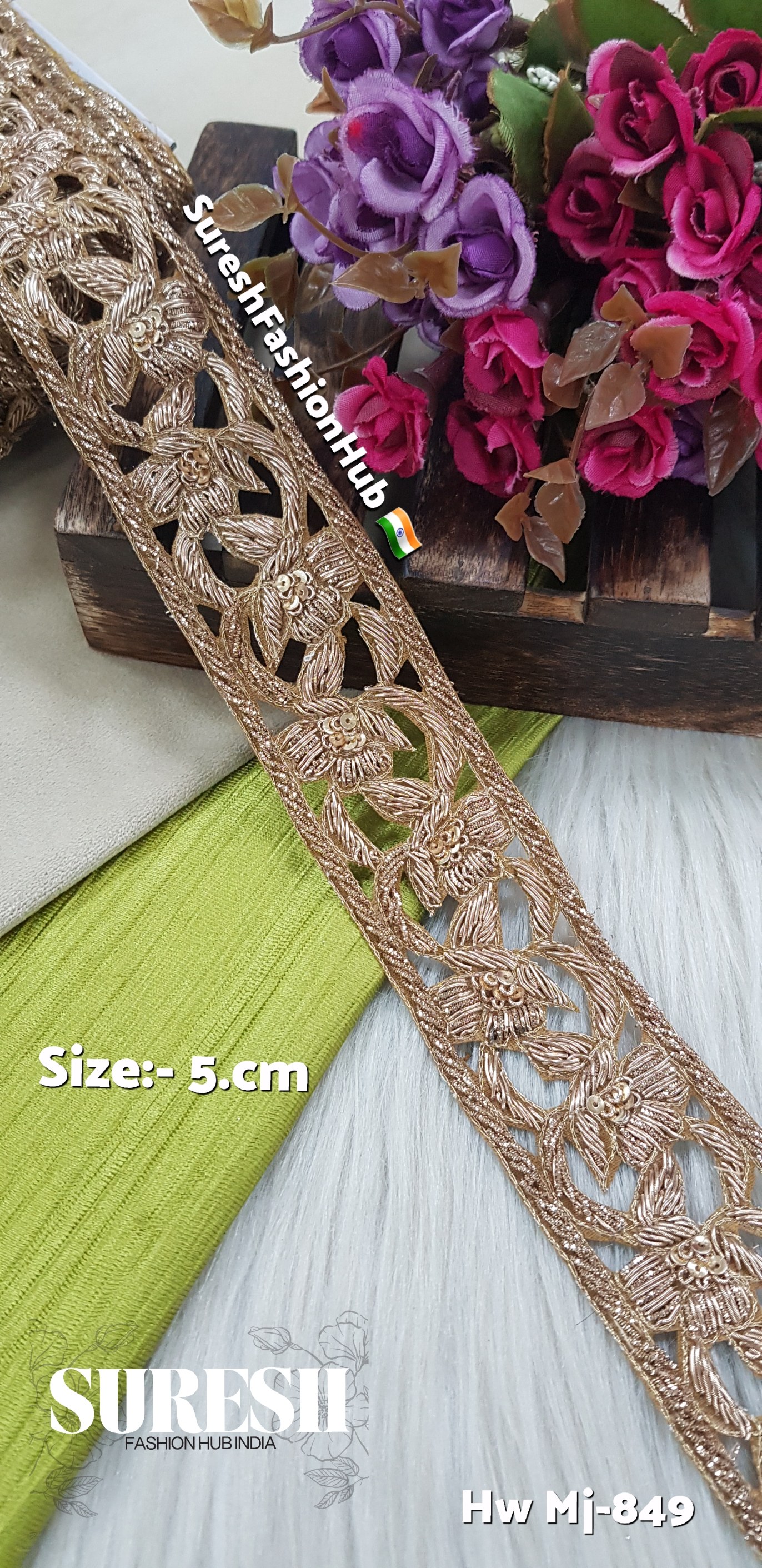 Zardorsi Antique Cutwork Floral Border – Mj-849
