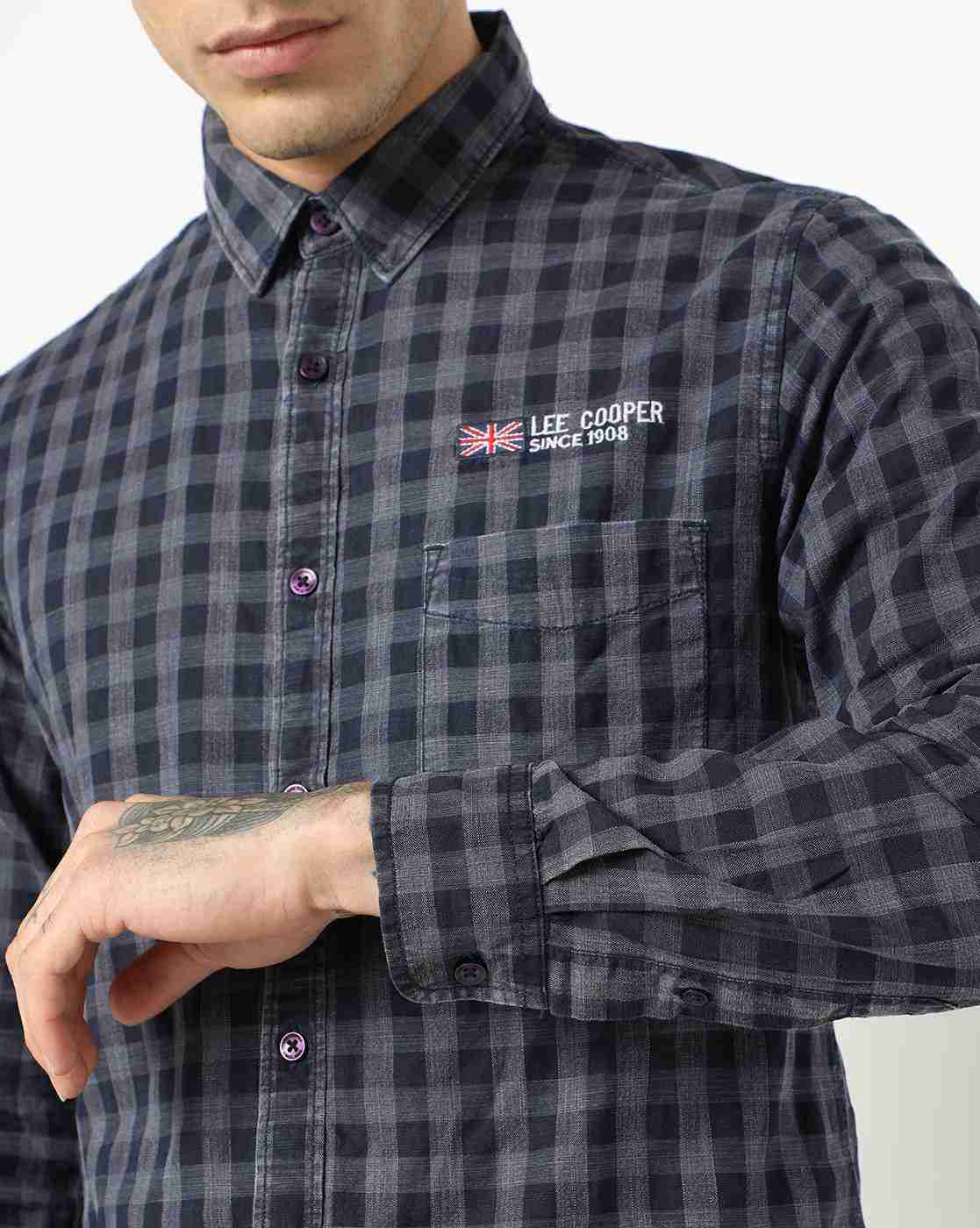 Lee Cooper | Checked Shirt with Patch Pocket|2