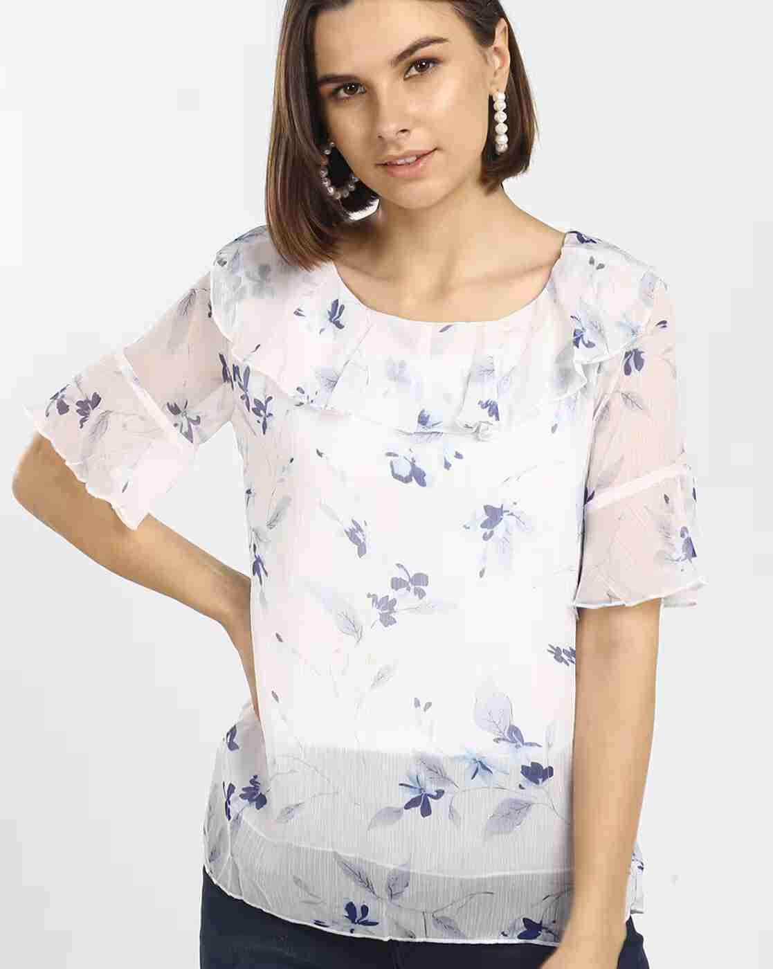 Lee Cooper | Floral Print Top with Ruffle Overlay|0