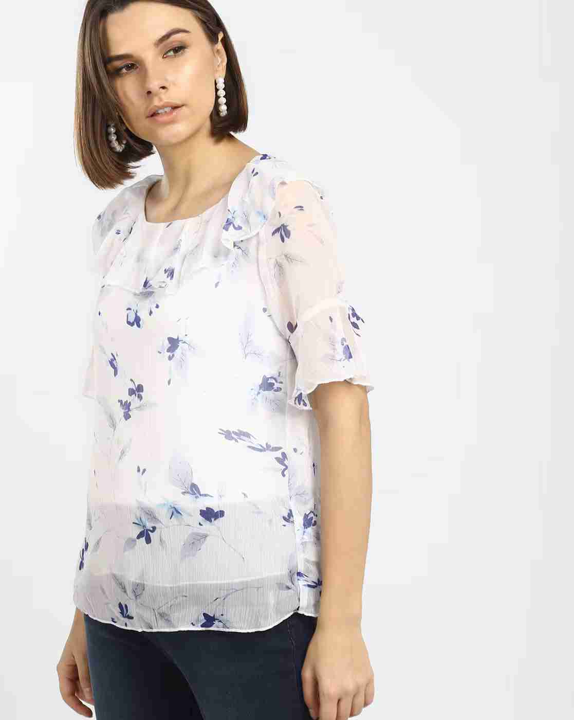 Lee Cooper | Floral Print Top with Ruffle Overlay|1