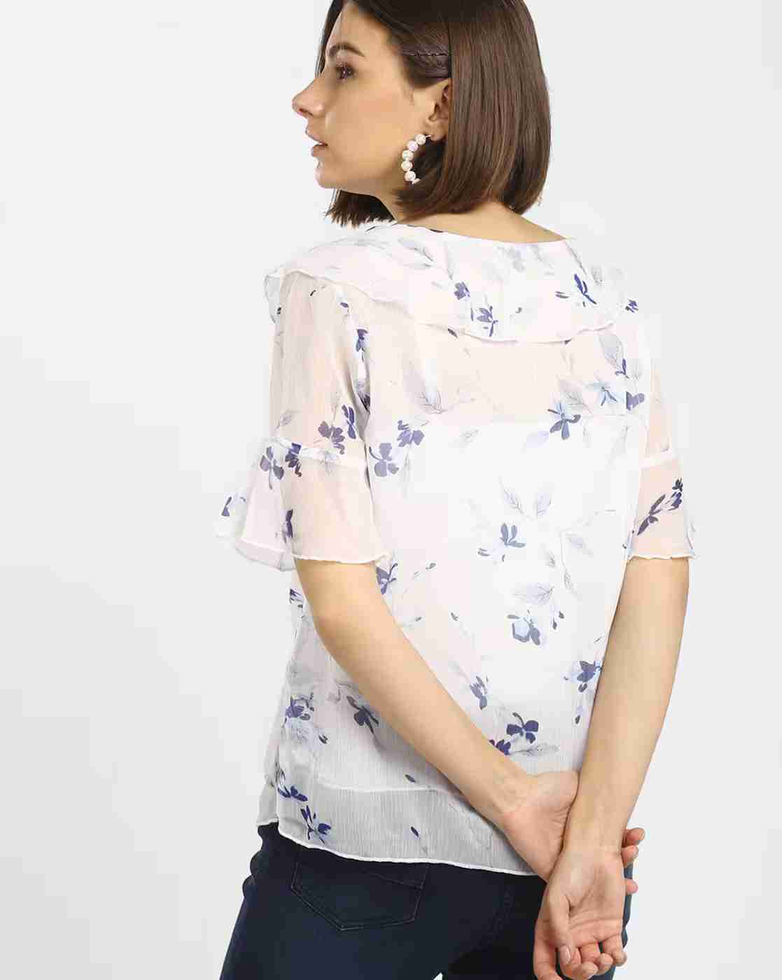 Lee Cooper | Floral Print Top with Ruffle Overlay|2