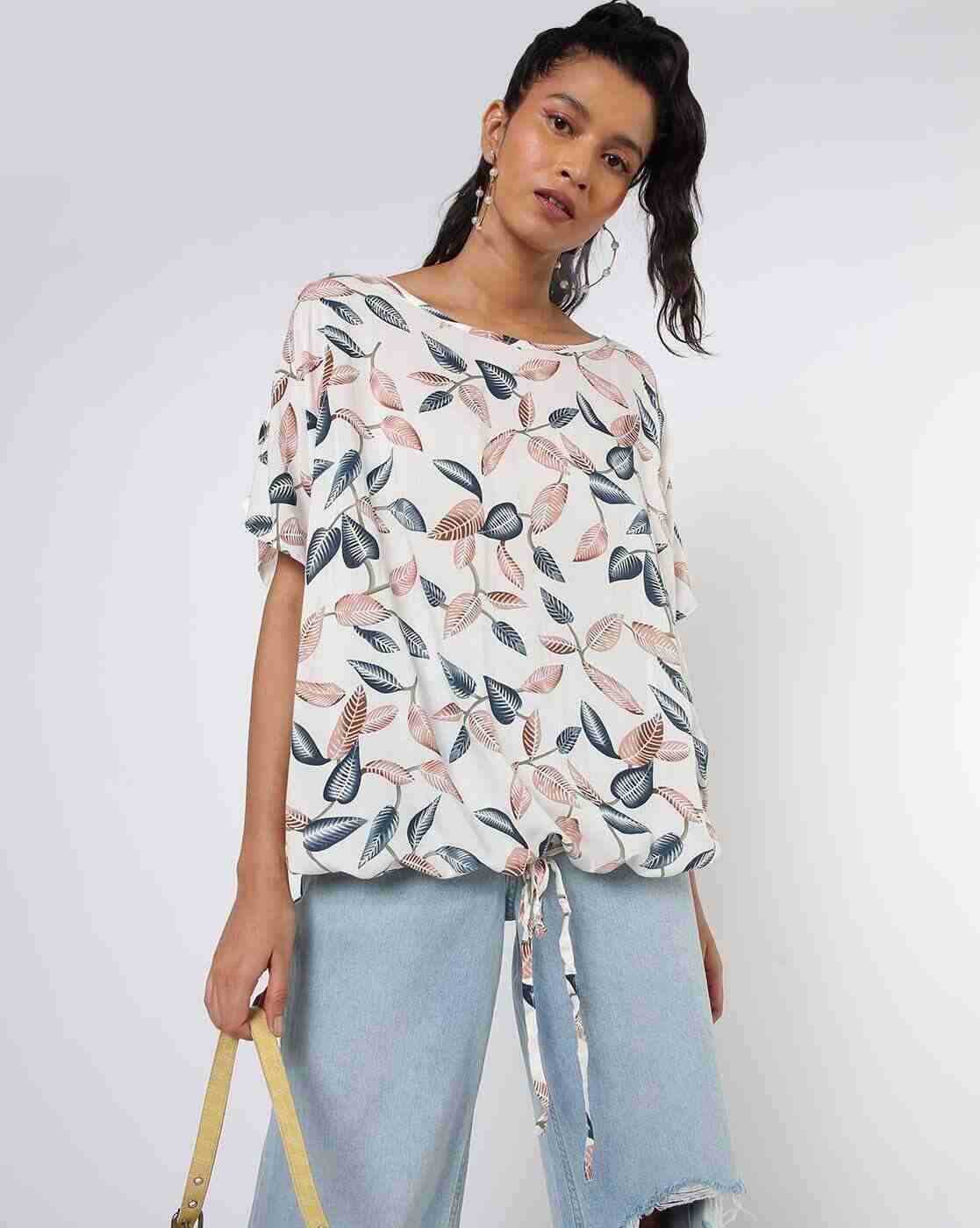 Lee Cooper | Leaf Print Top with Tie-Up|0