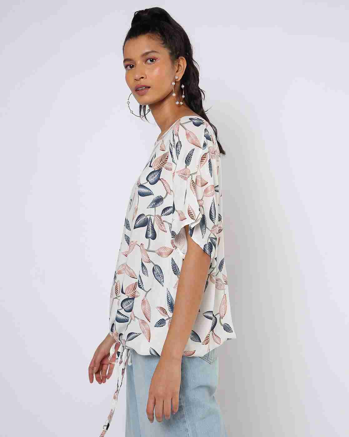 Lee Cooper | Leaf Print Top with Tie-Up|1