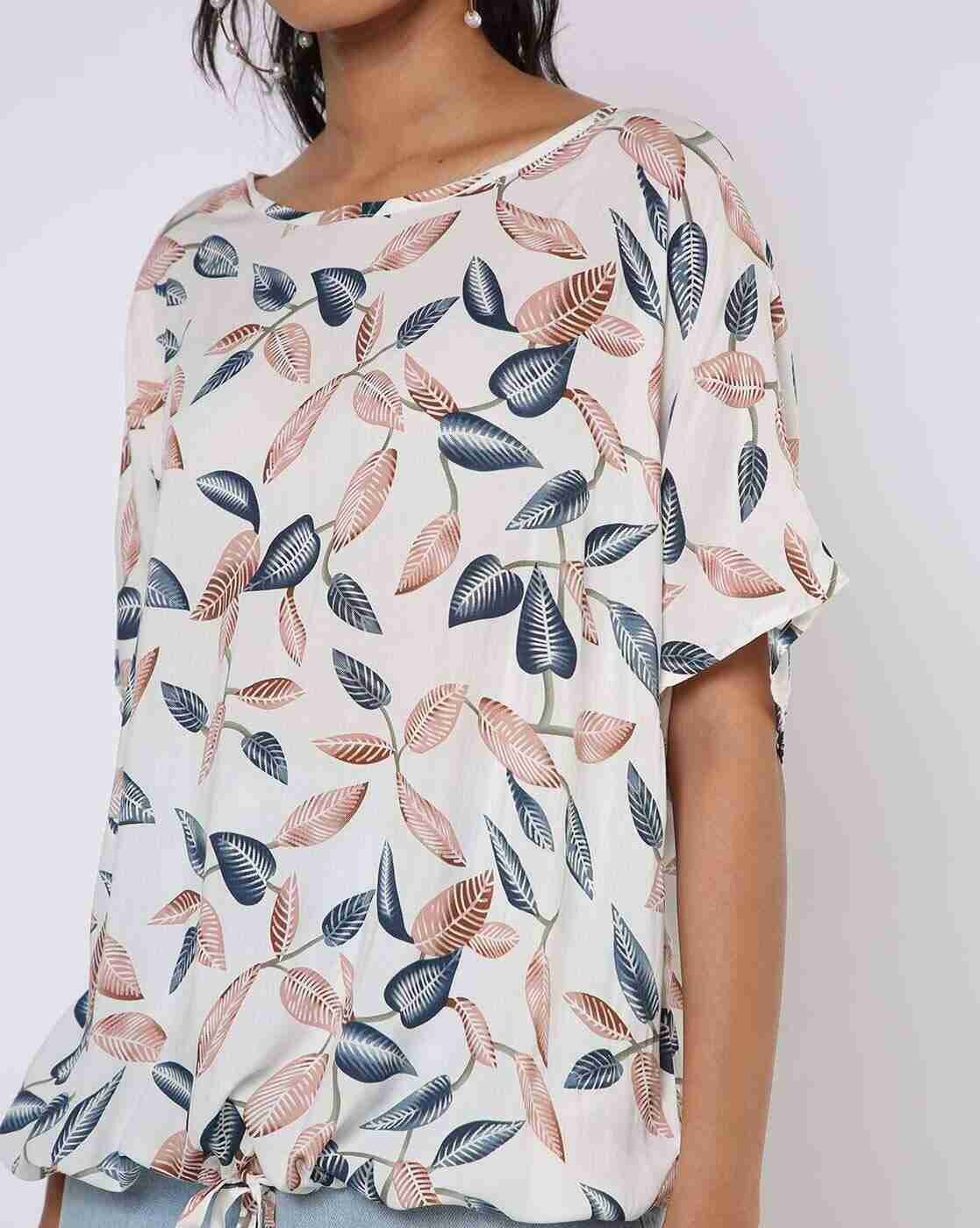 Lee Cooper | Leaf Print Top with Tie-Up|3
