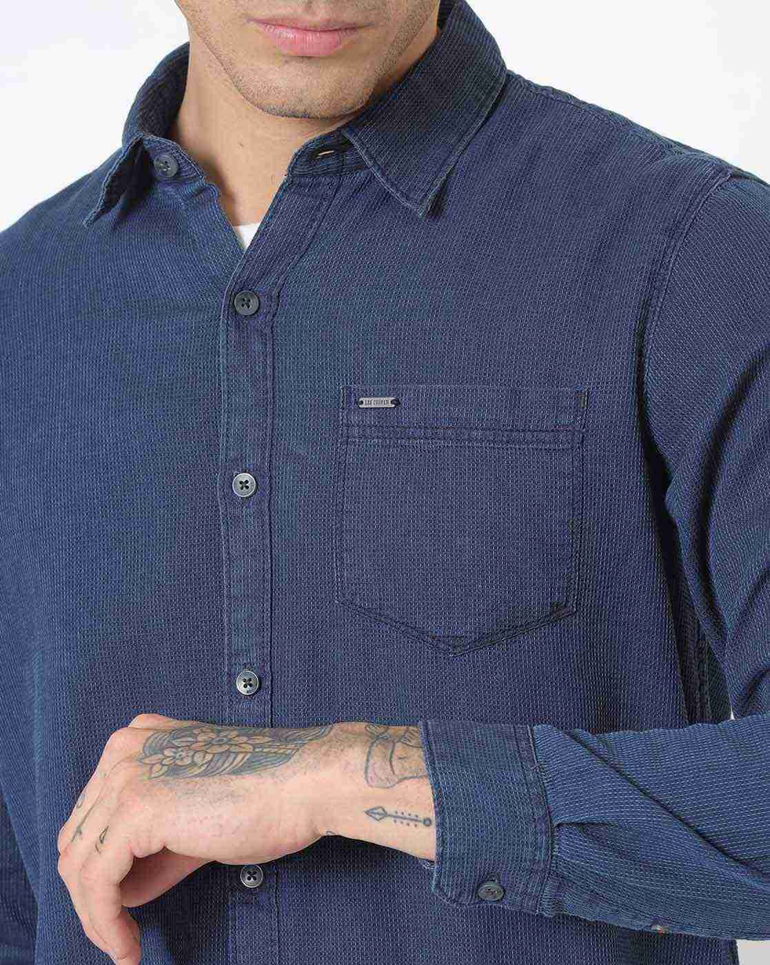 Lee Cooper | Cotton Shirt with Patch Pocket|2