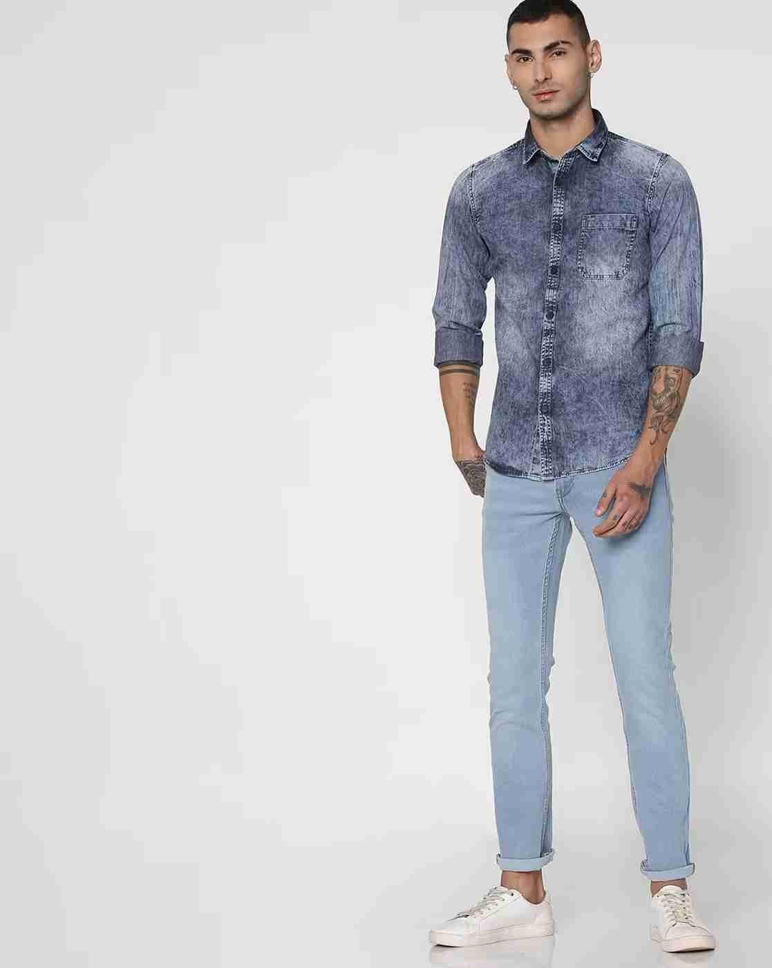 Lee Cooper | Washed Denim Shirt with Patch Pocket|3