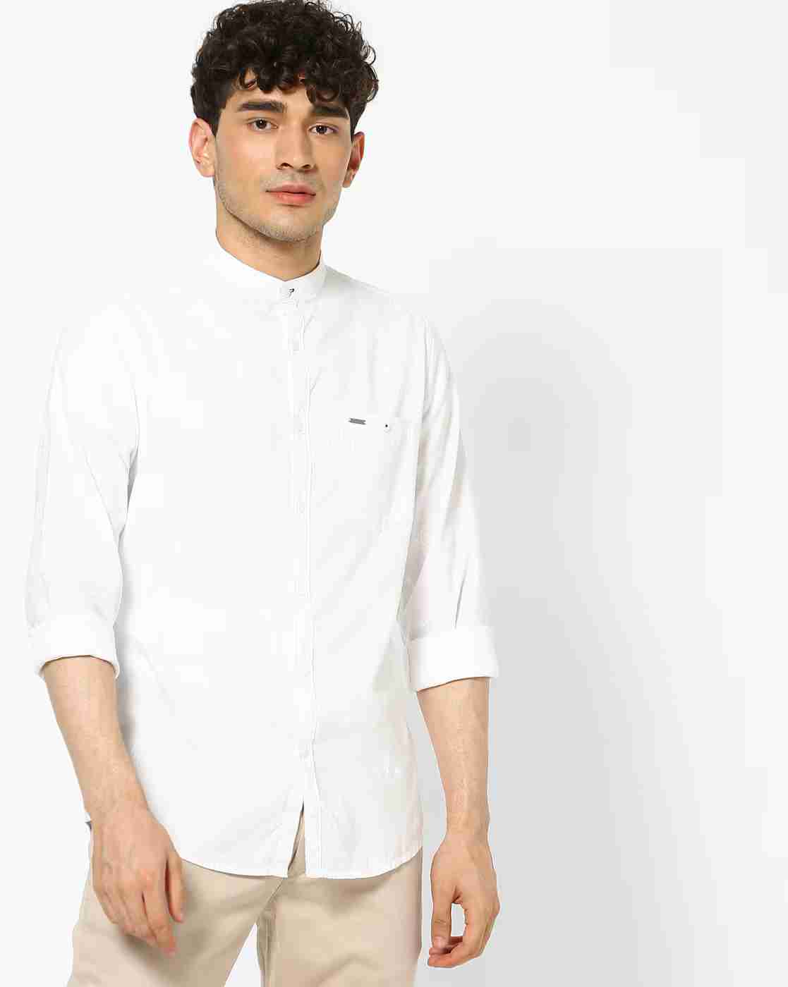 Lee Cooper | Mandarin Collar Shirt with Curved Hemline|0
