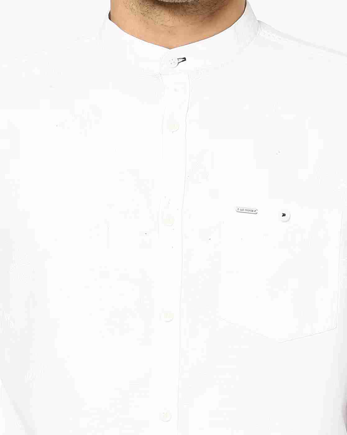 Lee Cooper | Mandarin Collar Shirt with Curved Hemline|2