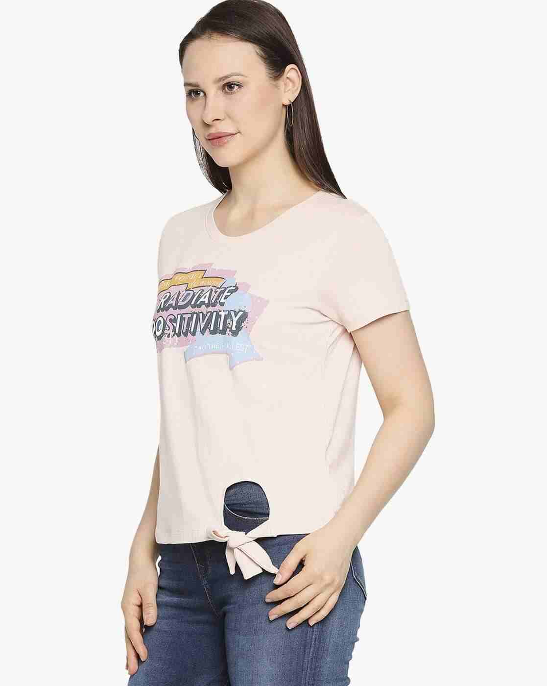 Lee Cooper | Typographic Print Crew-Neck T-shirt with Tie-Up|1