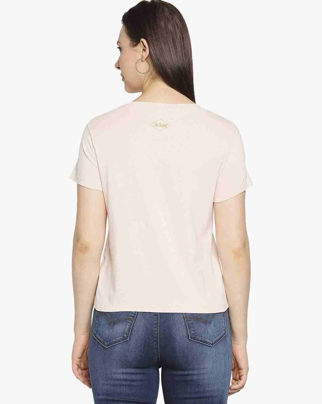 Lee Cooper | Typographic Print Crew-Neck T-shirt with Tie-Up|2
