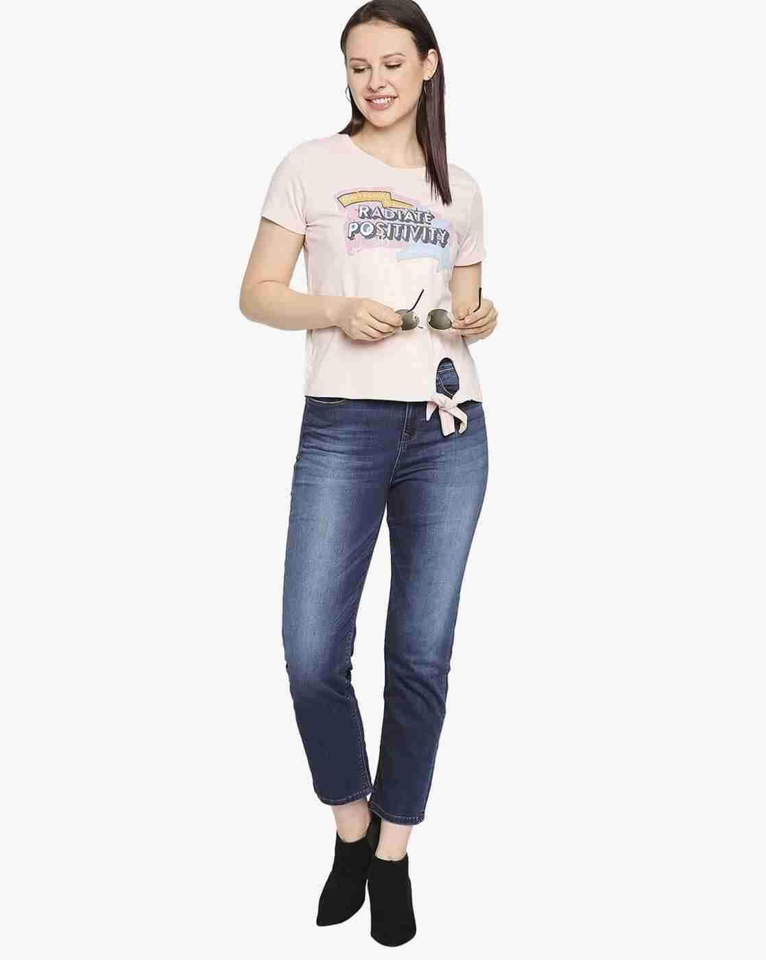 Lee Cooper | Typographic Print Crew-Neck T-shirt with Tie-Up|3