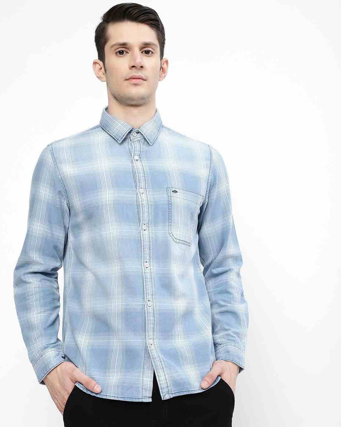 Lee Cooper | Checked Cotton Shirt with Patch Pocket|1