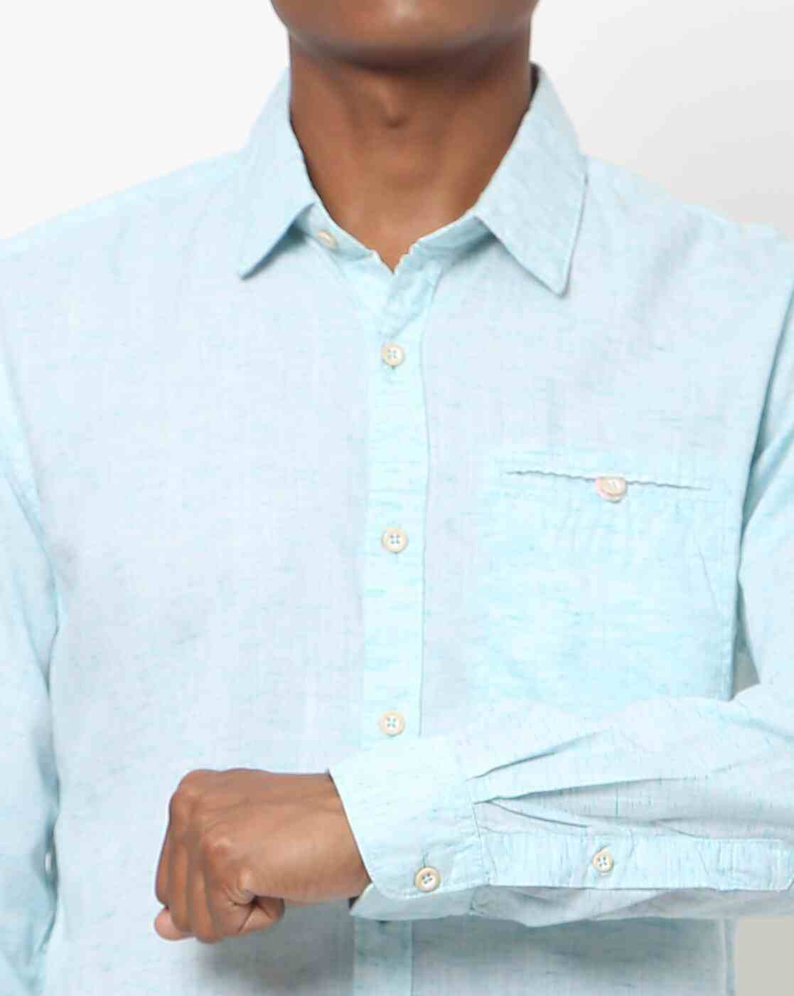 Lee Cooper | Heathered Shirt with Buttoned Welt Pocket|2