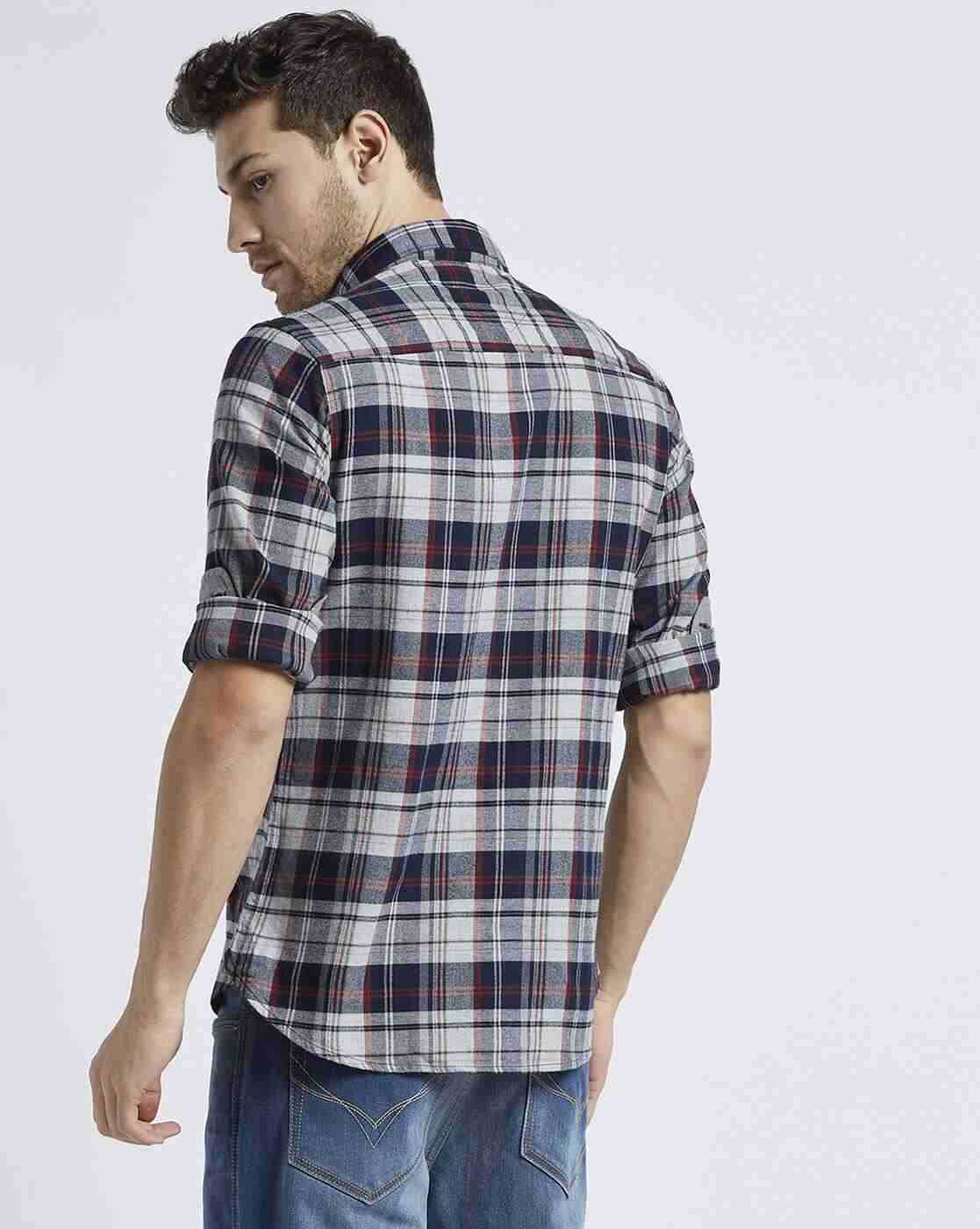 Lee Cooper | Checked Hooded Shirt with Patch Pocket|4