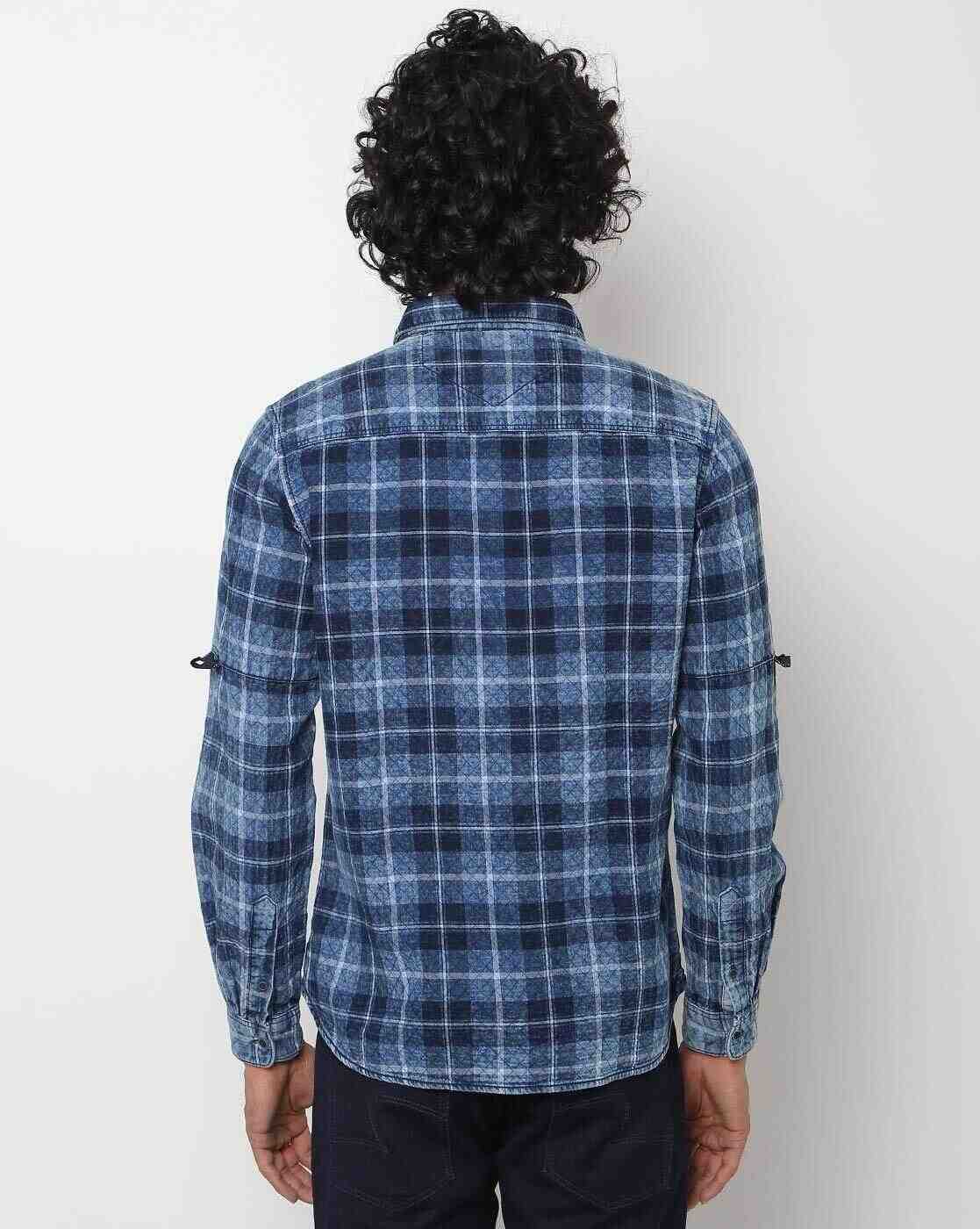 Lee Cooper | Checked Shirt with Roll-Tab Sleeves|1
