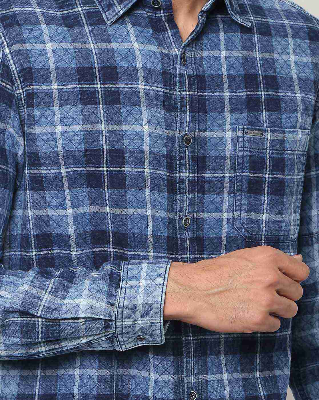 Lee Cooper | Checked Shirt with Roll-Tab Sleeves|2