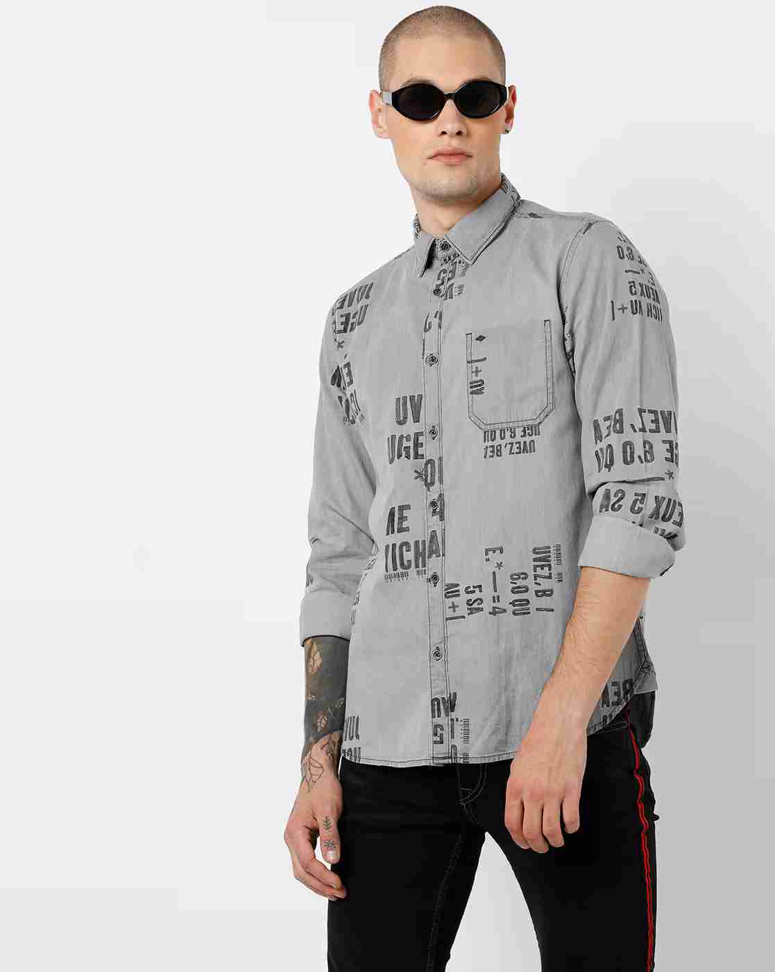 Lee Cooper | Typographic Print Shirt with Patch Pocket|0