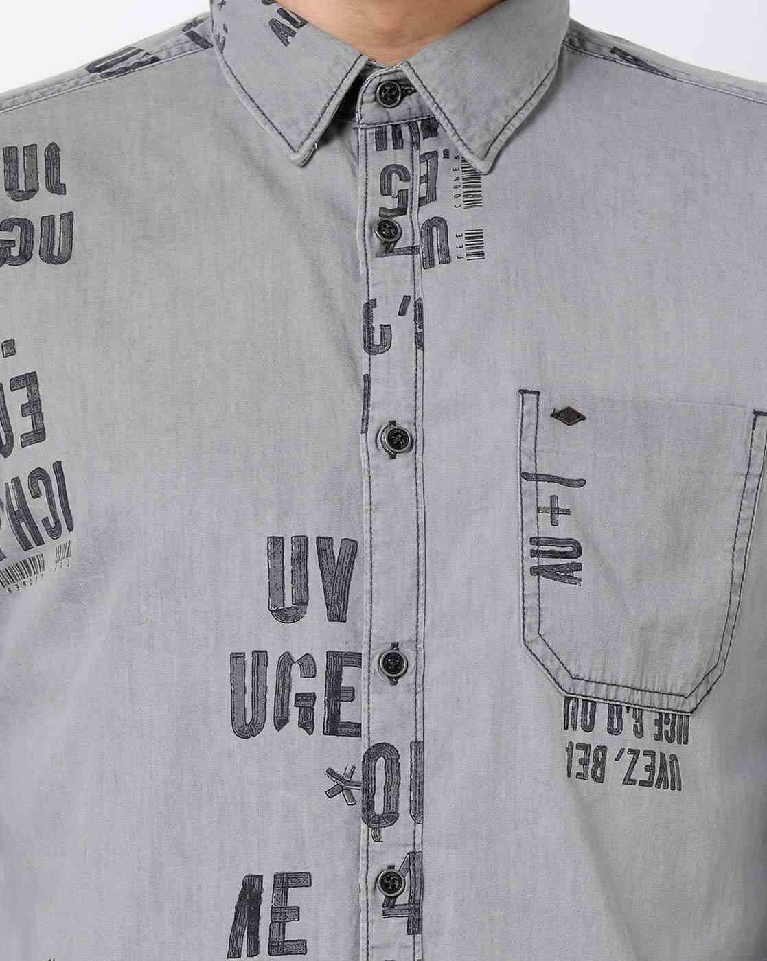 Lee Cooper | Typographic Print Shirt with Patch Pocket|2