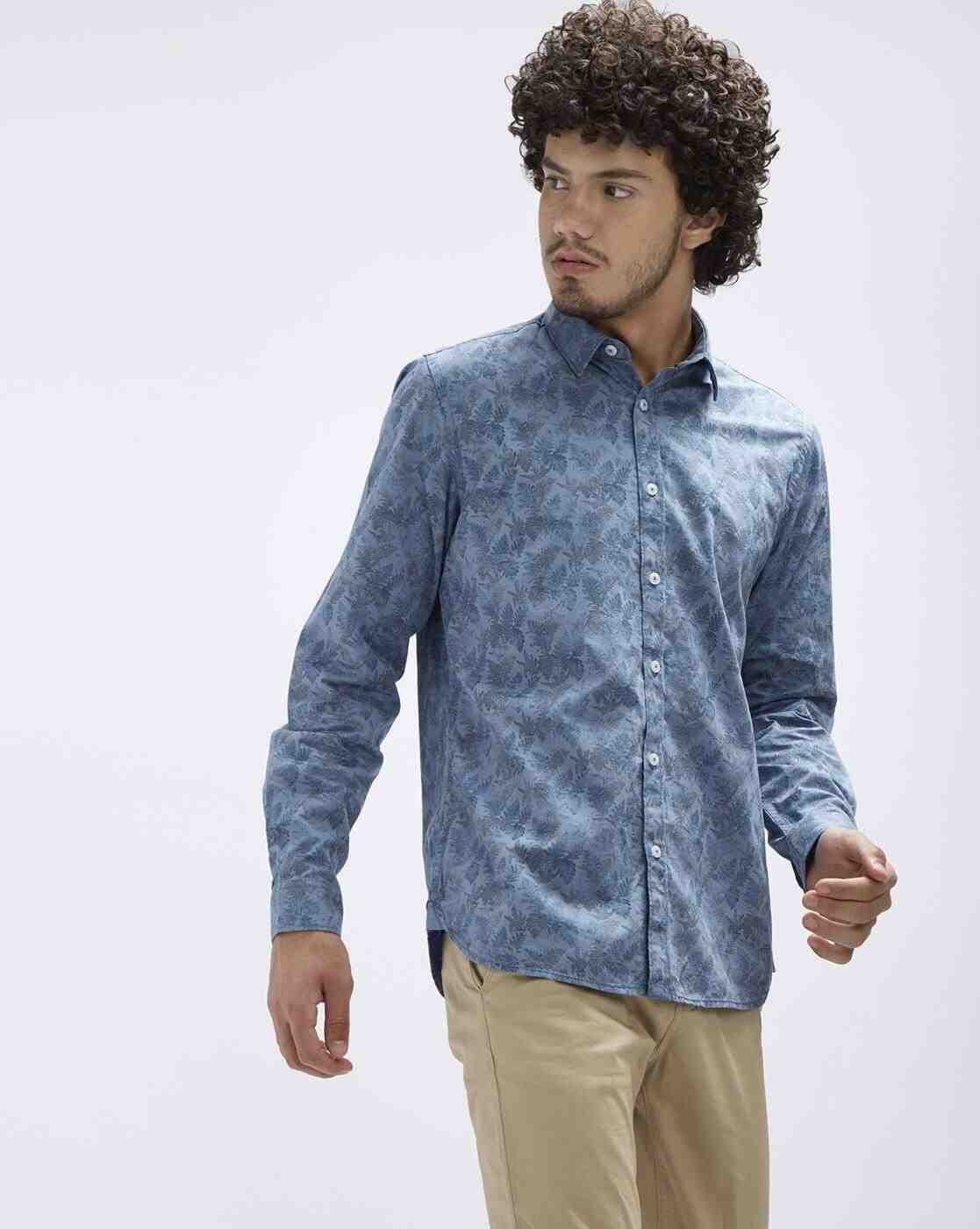 Lee Cooper | Printed Shirt with Spread Collar|2