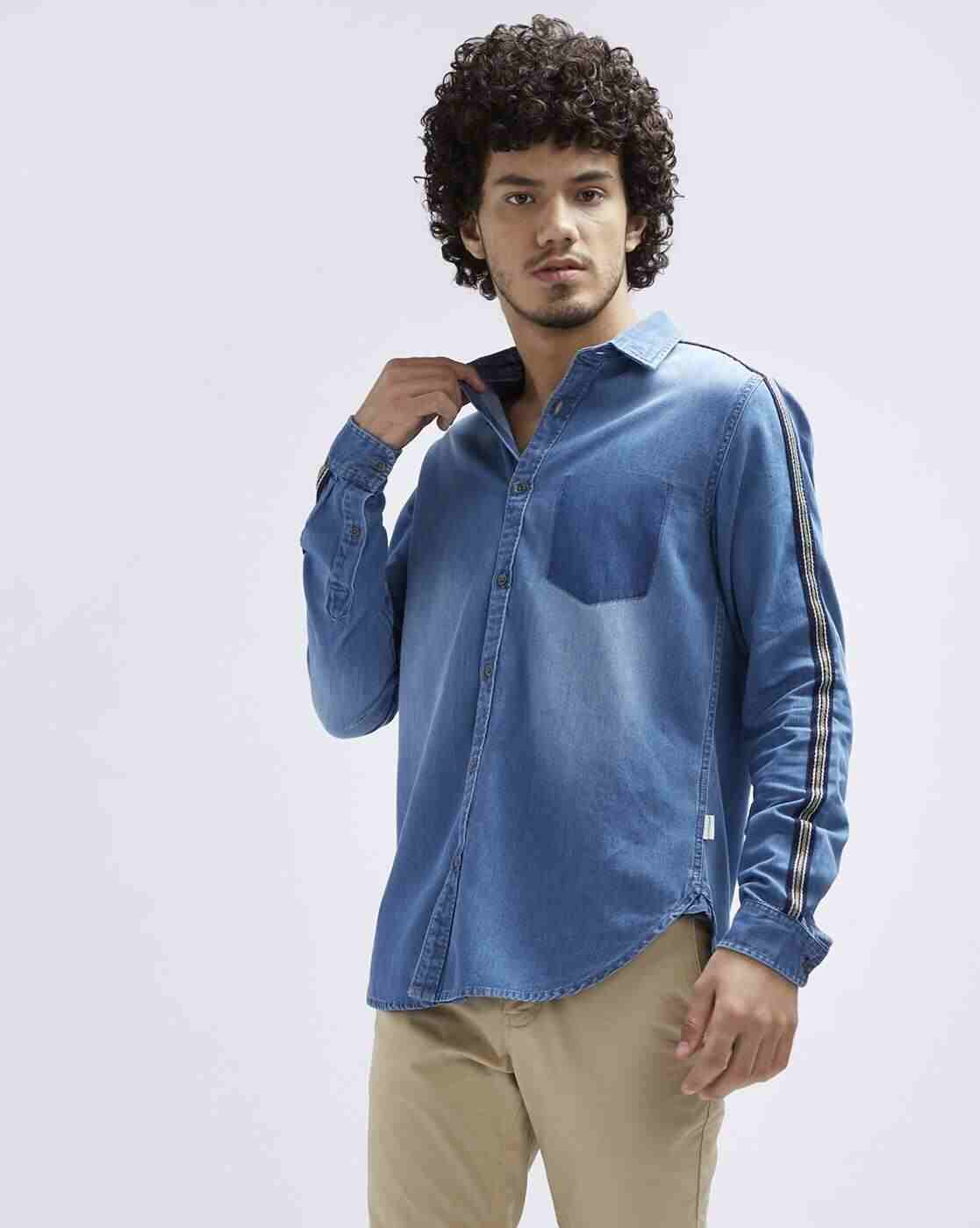 Lee Cooper | Washed Denim Shirt with Patch Pocket|1