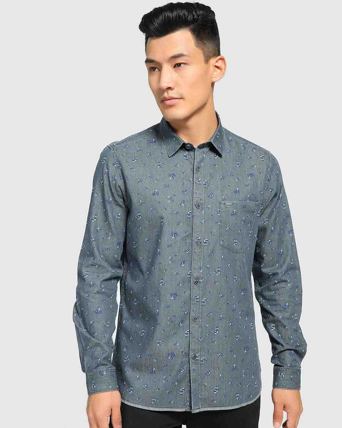 Lee Cooper | Floral Print Shirt with Patch Pocket|0