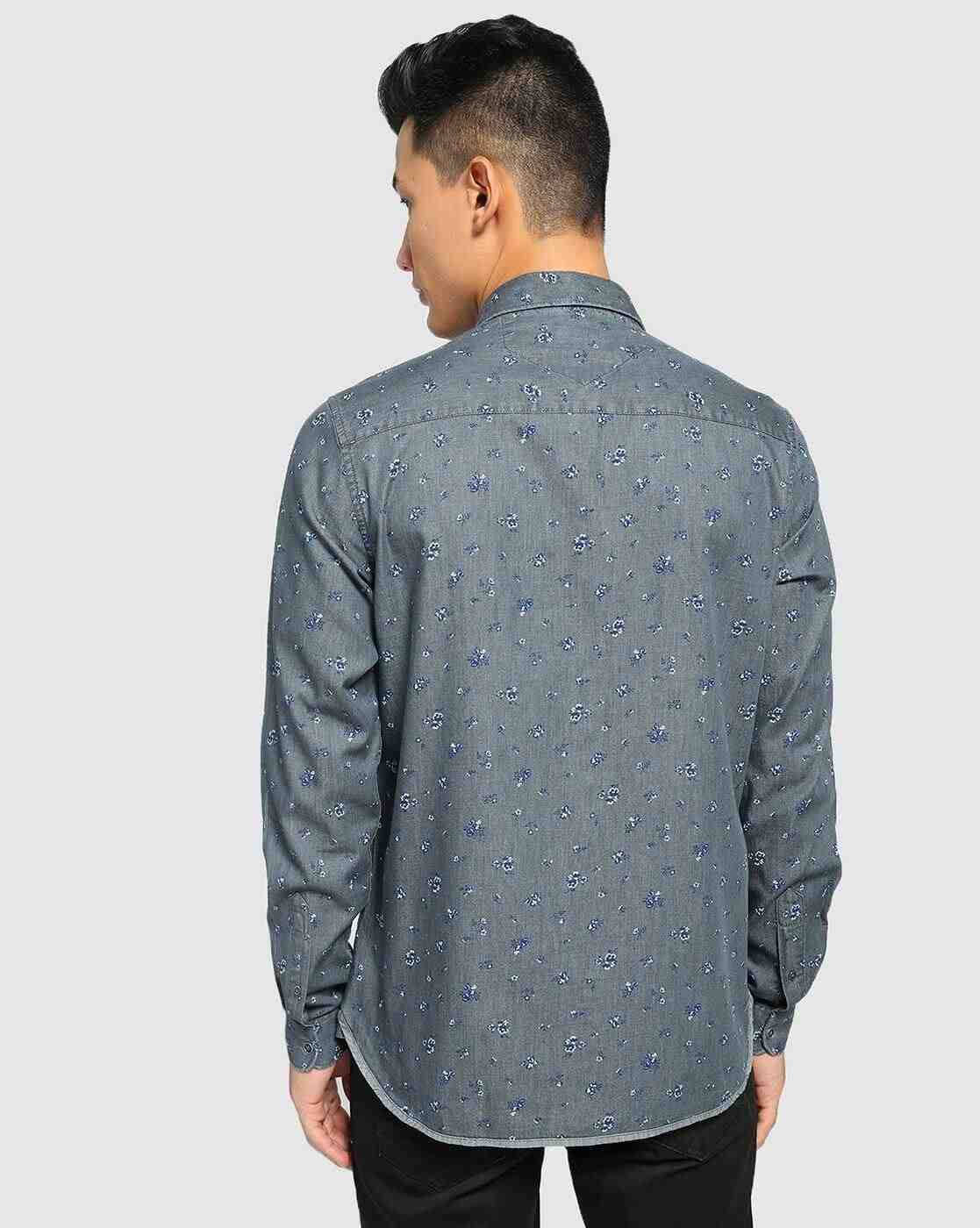 Lee Cooper | Floral Print Shirt with Patch Pocket|2
