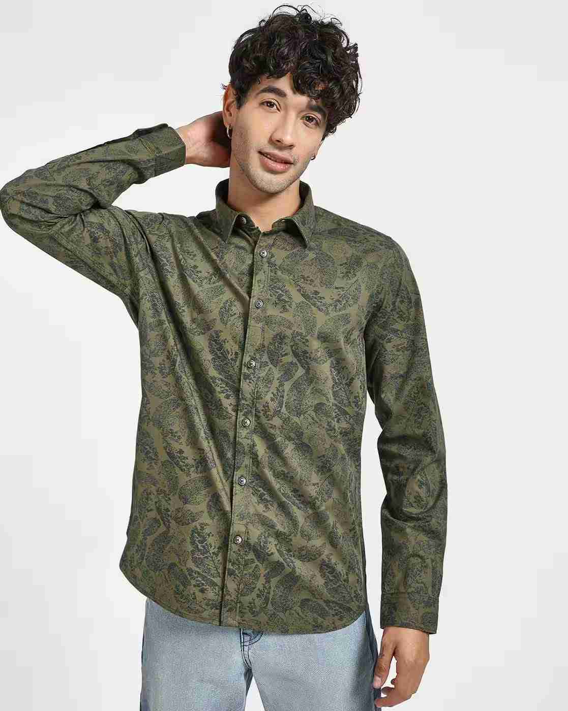 Lee Cooper | Leaf Print Cotton Shirt|1