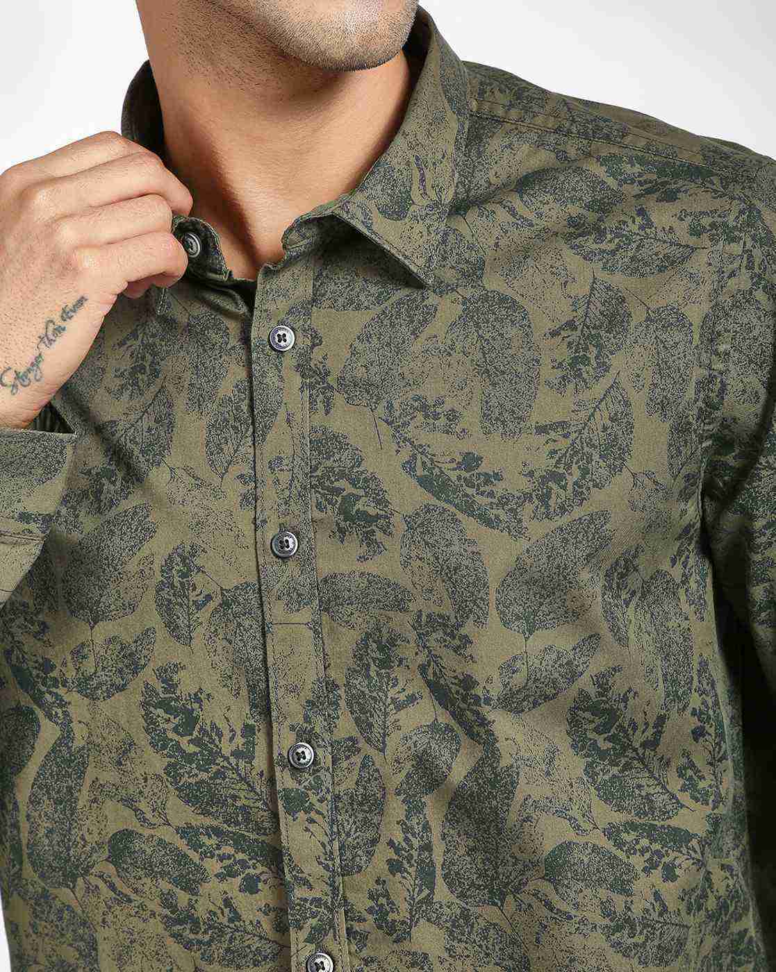 Lee Cooper | Leaf Print Cotton Shirt|4