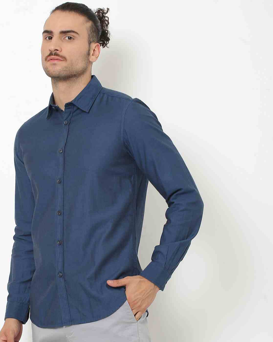 Lee Cooper | Cotton Shirt with Curved Hemline|0